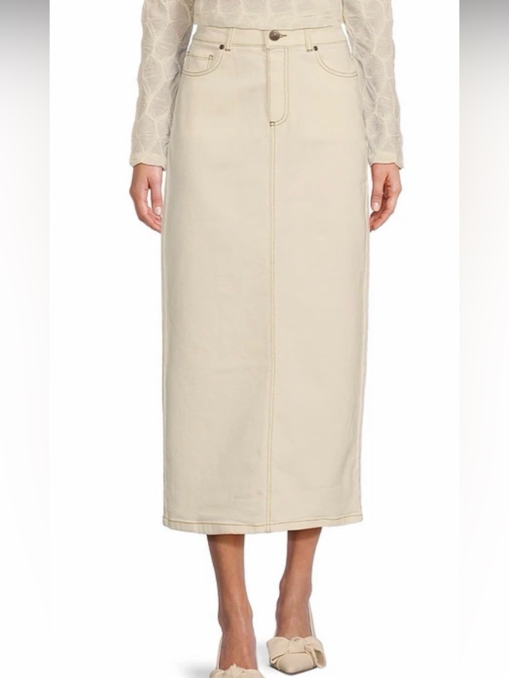 ANTONIO MELANI Cream Maxi Denim Skirt